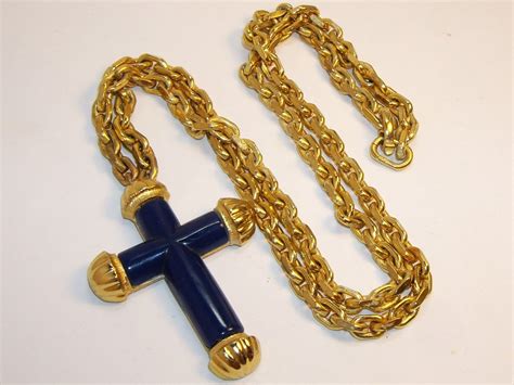 dior cross necklace 1974|CHRISTIAN DIOR VINTAGE LARGE LONG NECKLACE WITH .